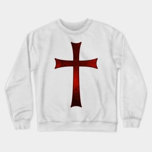 Christian Cross of a Crusader Knight - Antique, Crimson,  Cracked Crewneck Sweatshirt